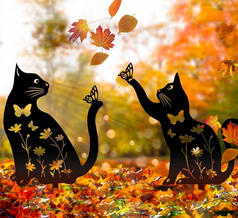 Doesen Metal Cat Garden Decor for Outside,15" Metal Kitty Decorative Garden Stakes, Black Cat Silhouette Yard Decorations Outdoor Lawn Ornament Yard Art, Rust Proof Steel Kitten Decor for Kitty Lovers - Image 3